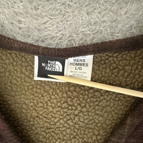 Vintage The North Face Fleece Brown Plaid Vest Jacket Made in USA Mens L - Picture 9 of 9